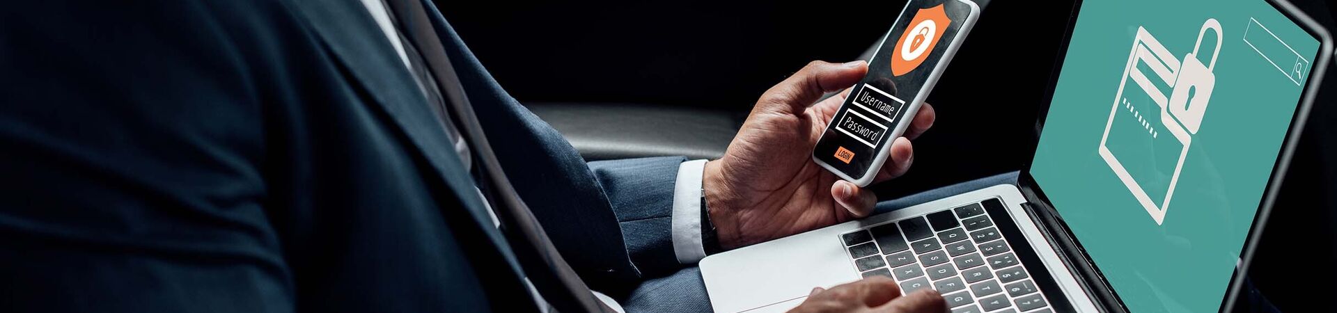 Cropped view of african american businessman using W7 ZNTM5